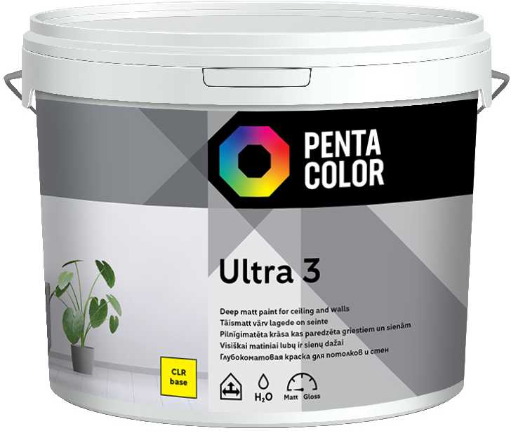 Dažų bazė Pentacolor Ultra 3, emulsiniai, visiškai matinis, 10 l