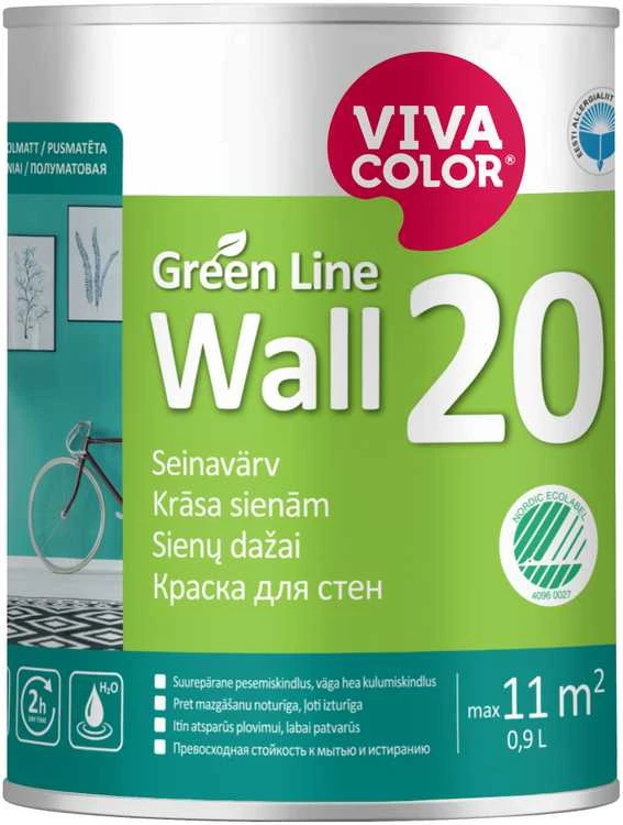 Sienų dažai VIVACOLOR Žalias LINE WALL 20, pusiau matiniai, C bazė, 900 ml
