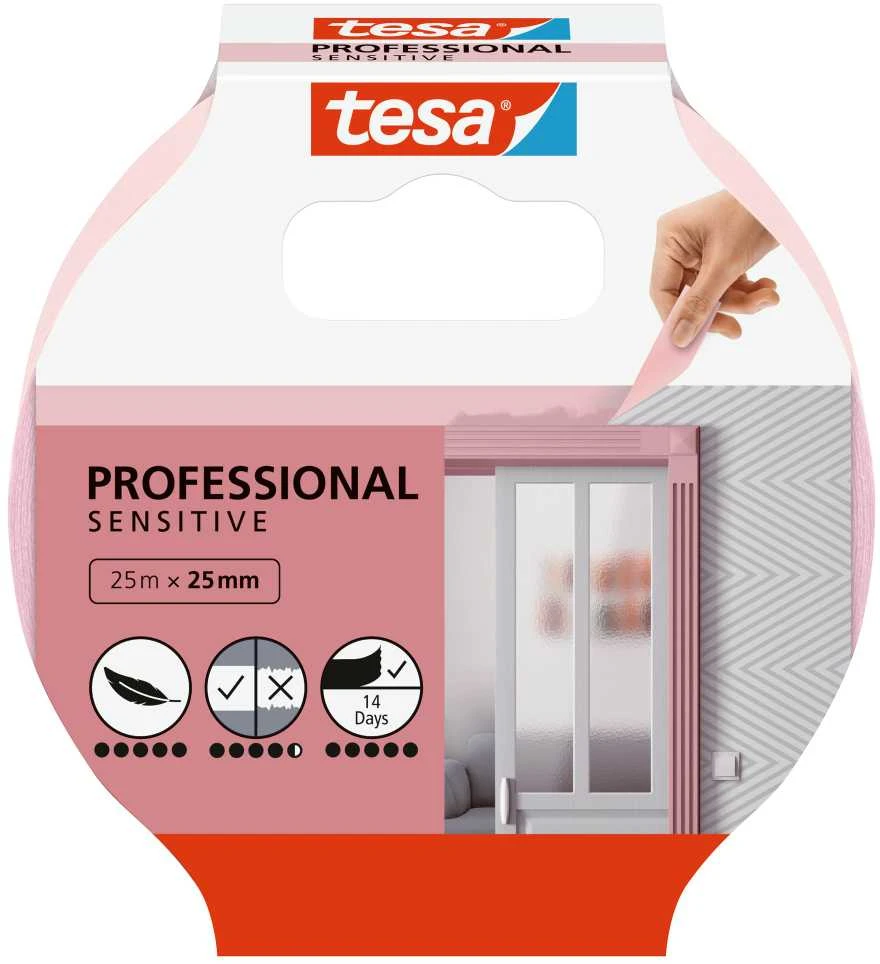 Tesa Taśma Precizinė dažymo juosta vidaus darbams 7 dienos 25 m: 25 mm, rožinė [užsakymas h5626003]