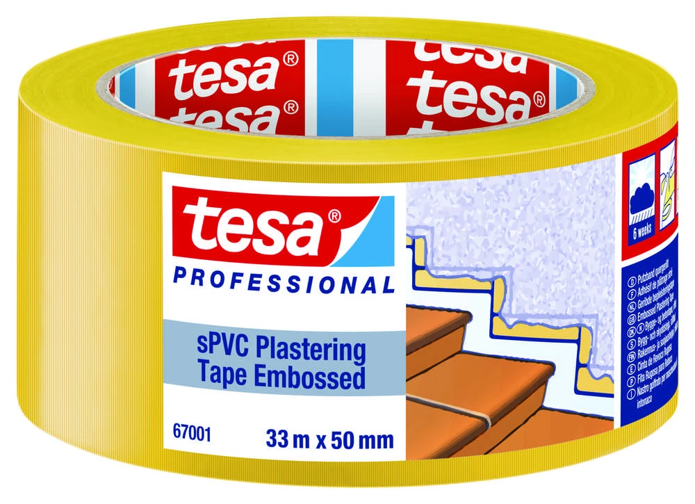Tesa Tesa tinkavimo juosta, sPVC, 33 m x 50 mm, įspausta geltona, 67001