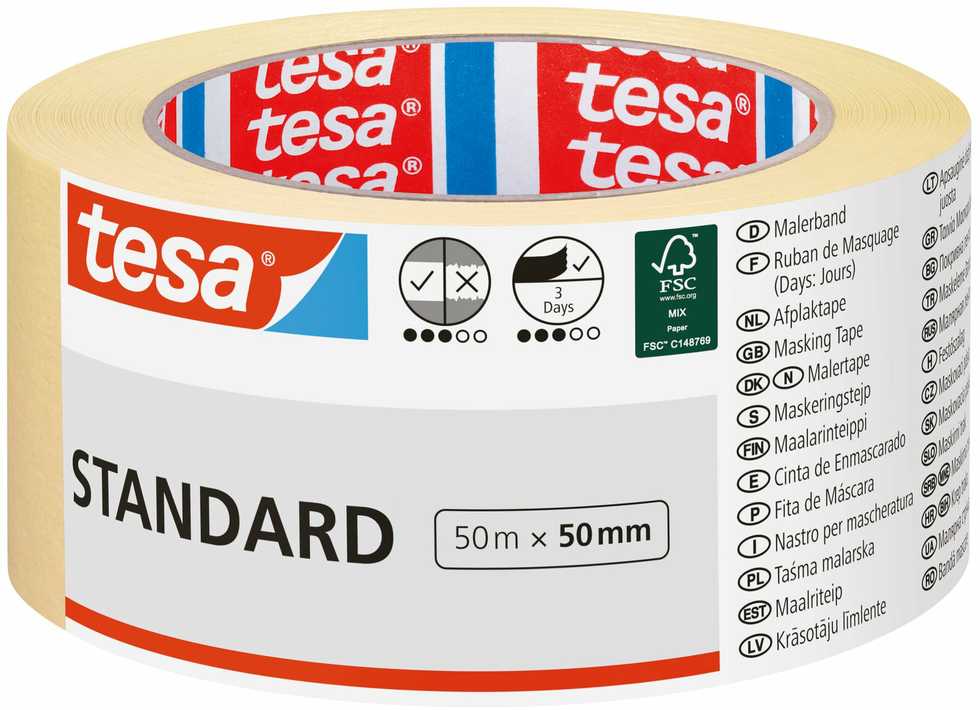 Tesa Taśma Standartinė maskavimo juosta 4 dienos 50 m: 50 mm