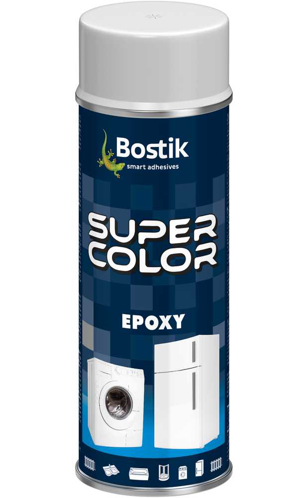 Aerozoliniai dažai Bostik Super Color Epoxy, paprastieji, balta sp., 0.4 l