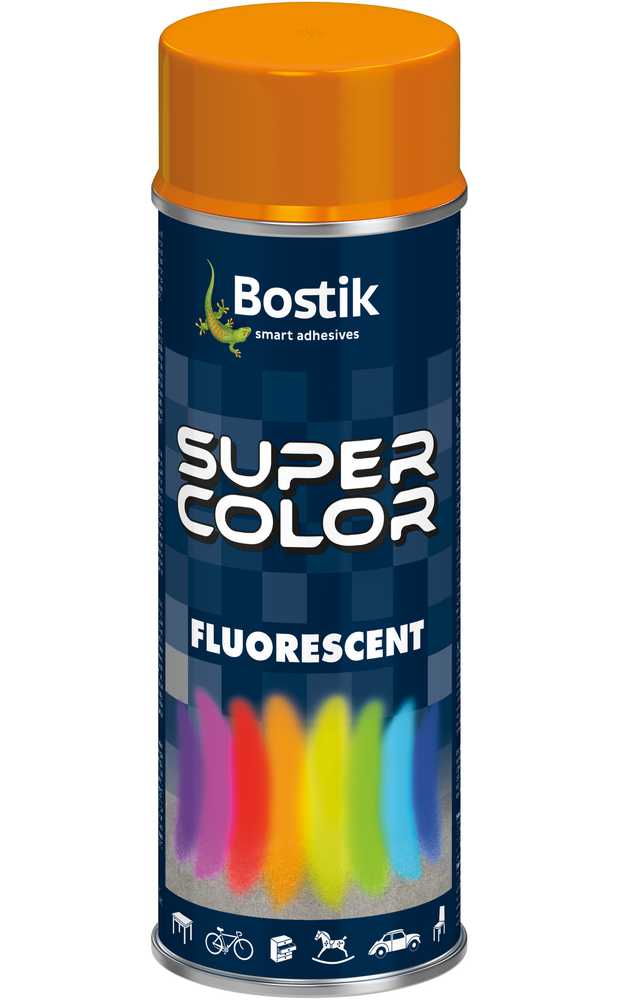 Aerozoliniai dažai Bostik Super Color Fluorescent, paprastieji, oranžinė sp., 0.4 l