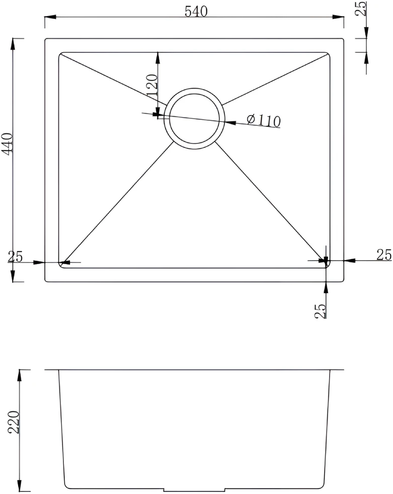 Virtuvės kriauklė NT AB 540x440mm satino