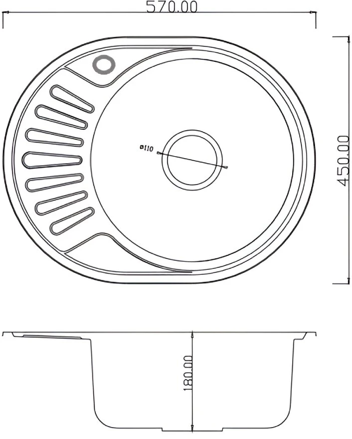 Virtuvės kriauklė AB 570x450mm Satino su paviršiumi