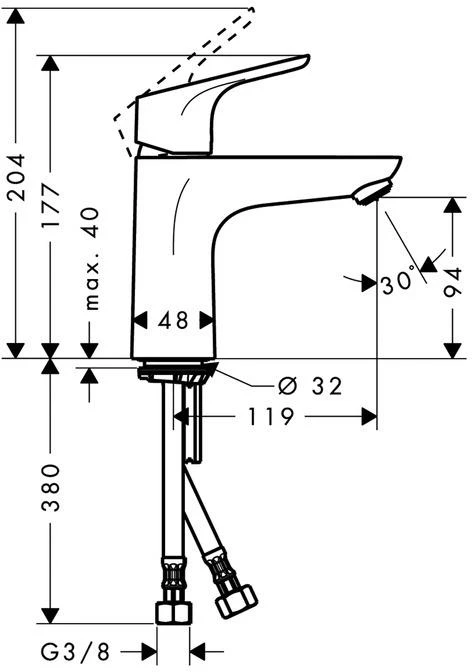 Kriauklės maišytuvas Hansgrohe Focus 31517000, chromuotas.
