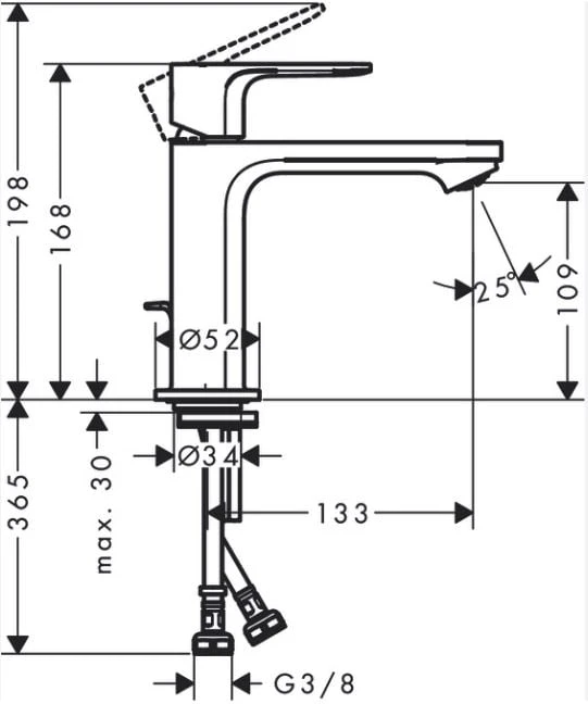 Kriauklės maišytuvas Hansgrohe Ribs S 72517000, chromuotas.