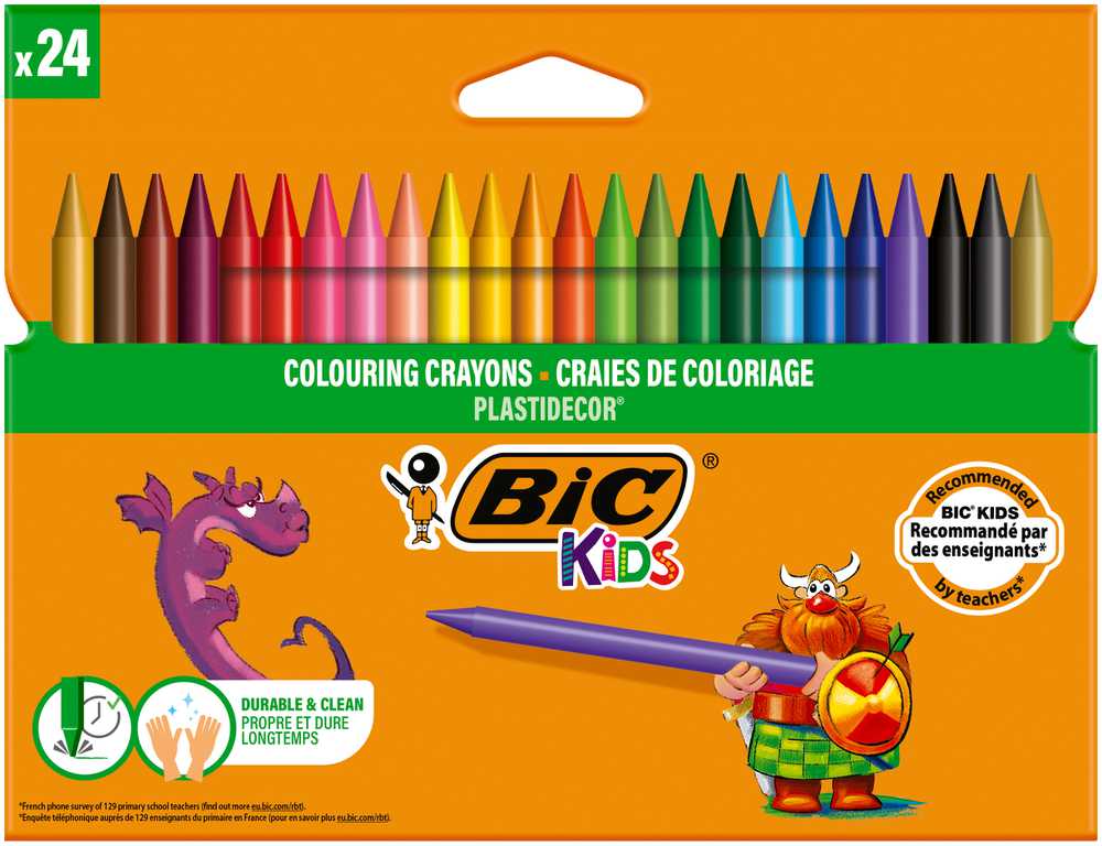 BIC Vaškinės spalvotos kreidelės WAX CRAYON 24 spalvų rinkinys 8297721
