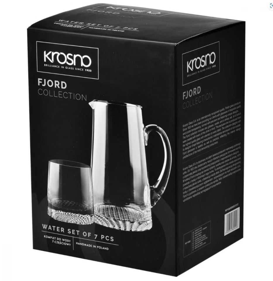 Ąsotis su stiklinėmis Krosno FJORD, stiklas, 1 l, 7 vnt.