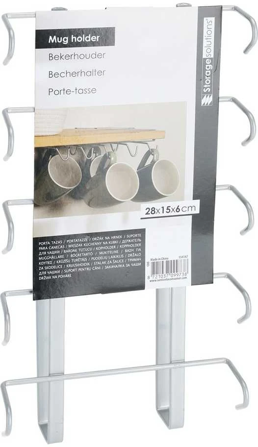 Mondex Storage Solutions Laikiklis 10 puodelių, skirtas pakabinti virtuvės spintelėje, 28,5 x 15,5 x 6 cm