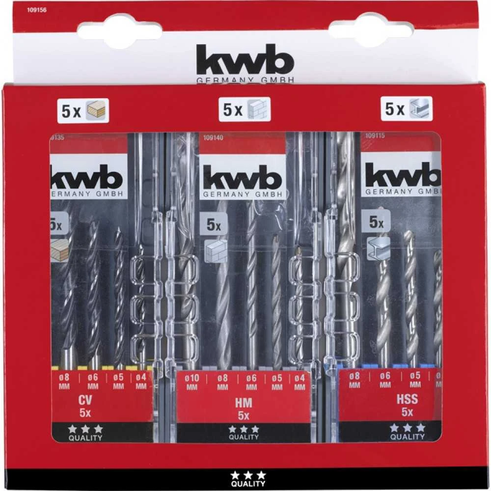 Grąžtas Wiertło Einhell Einhell POWERBOX grąžtų rinkinys, 15 vnt., 3 kasetės (3/4/5/6/8/10mm, metalas, medis, akmuo)