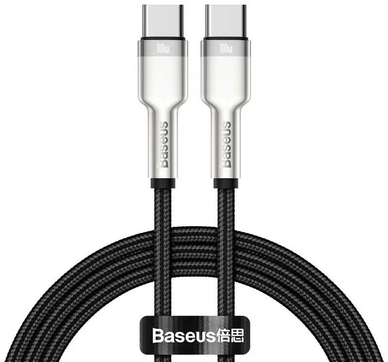 Laidas Baseus CATJK-C01. USB-C. 1 m. sidabro/juoda. 100 W