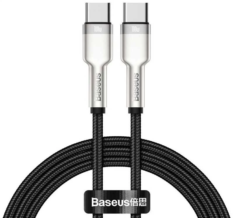 Laidas Baseus CATJK-C01. USB-C. 1 m. sidabro/juoda. 100 W