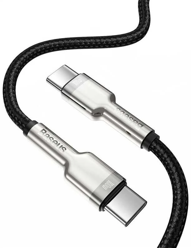 Laidas Baseus CATJK-C01. USB-C. 1 m. sidabro/juoda. 100 W