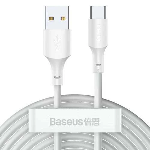 Laidas BASEUS USB A tipo M. USB C tipo M. 1,5 m. baltas