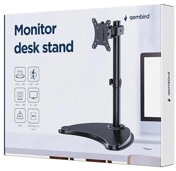 Laikiklis Gembird MS-D1ST-04 Monitorius desk stand (rotate, tilt, swivel), 13”-32”, juodas