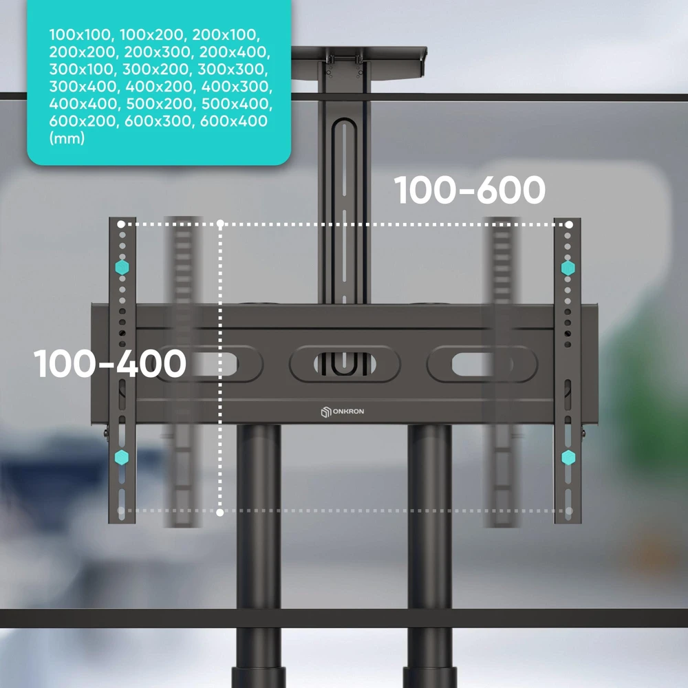 Laikiklis ONKRON mobilus televizoriaus stovas 43–75 col., iki 65 kg, VESA 600 × 400, TS1551-B