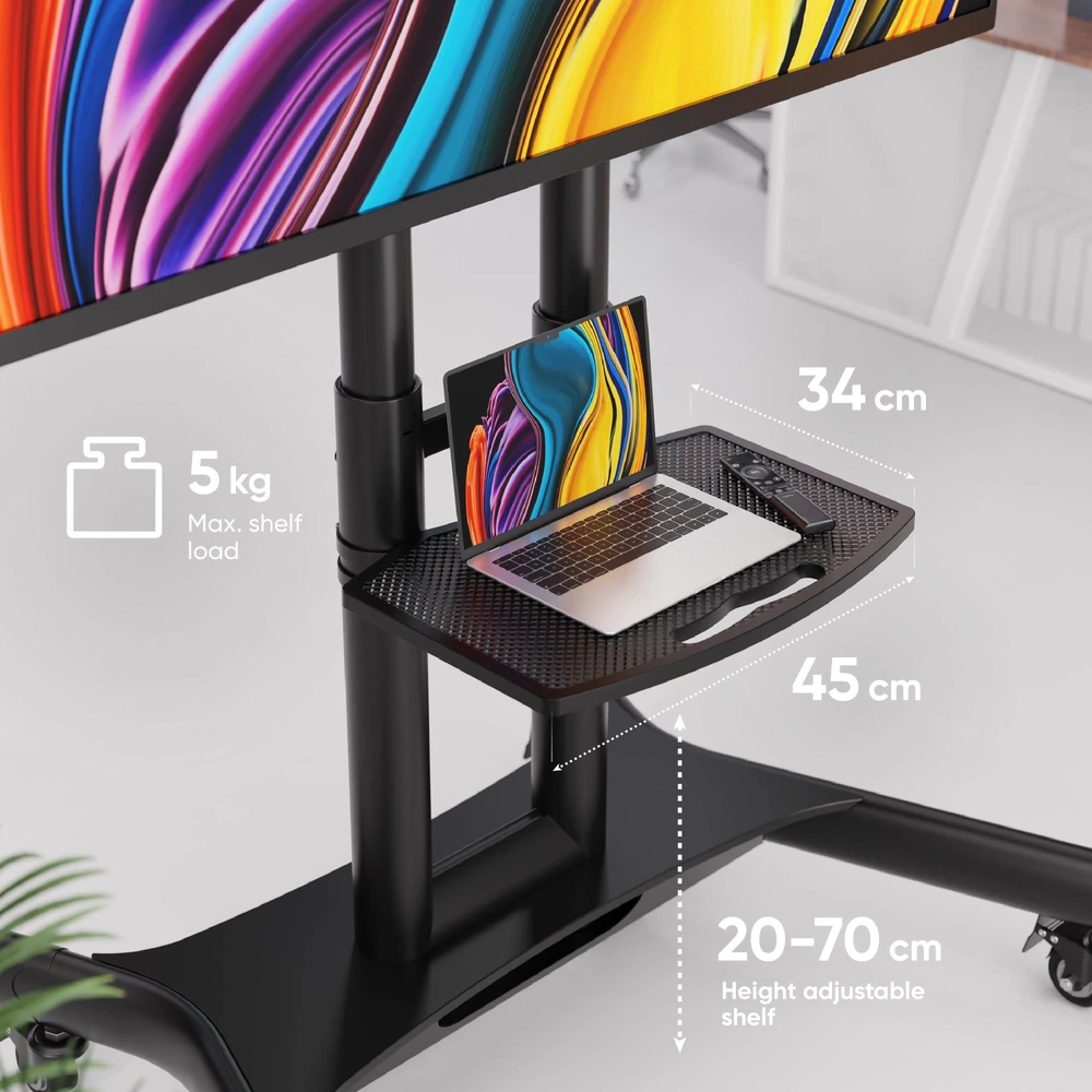 Laikiklis ONKRON mobilus televizoriaus stovas 43–75 col., iki 65 kg, VESA 600 × 400, TS1551-B
