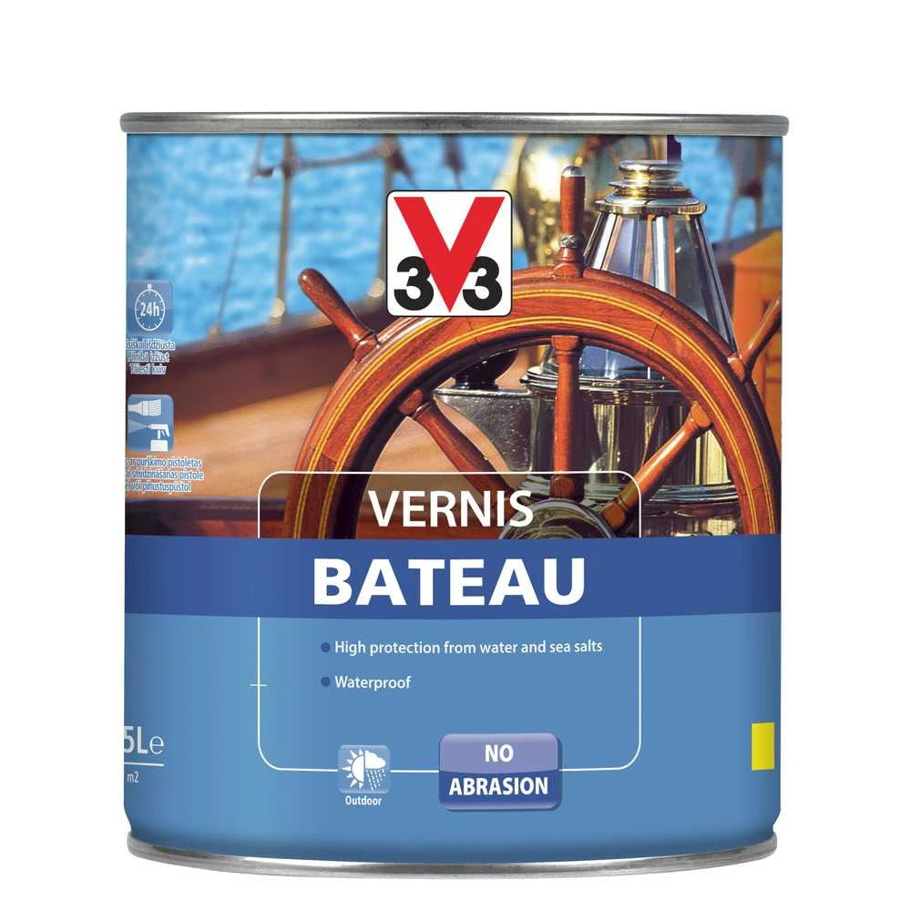 Lakas, blizgus V33 Bateau, 0,75 l, Gintaro spalva.