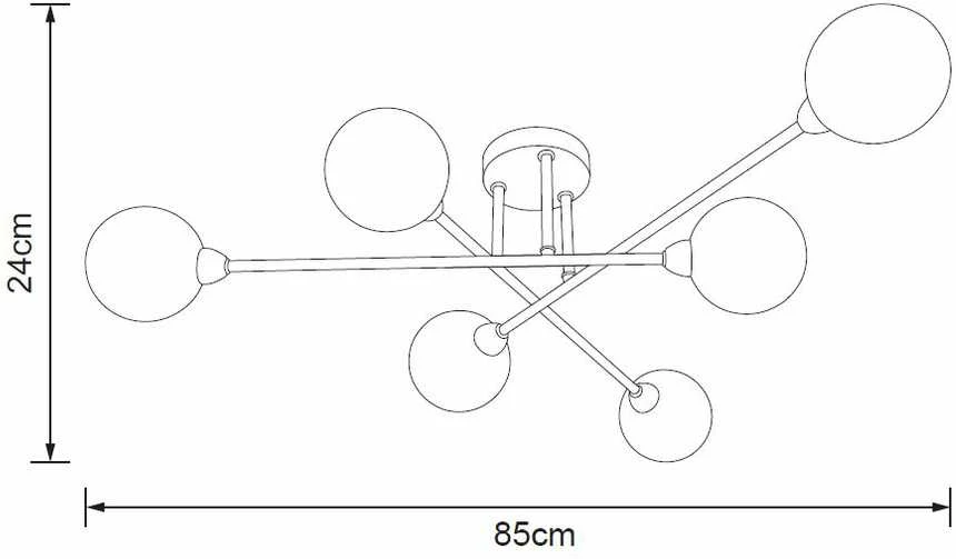 Lubinis šviestuvas Carruzzo CEILING LIGHT BORA 6XG9 Juodas/SMOKY