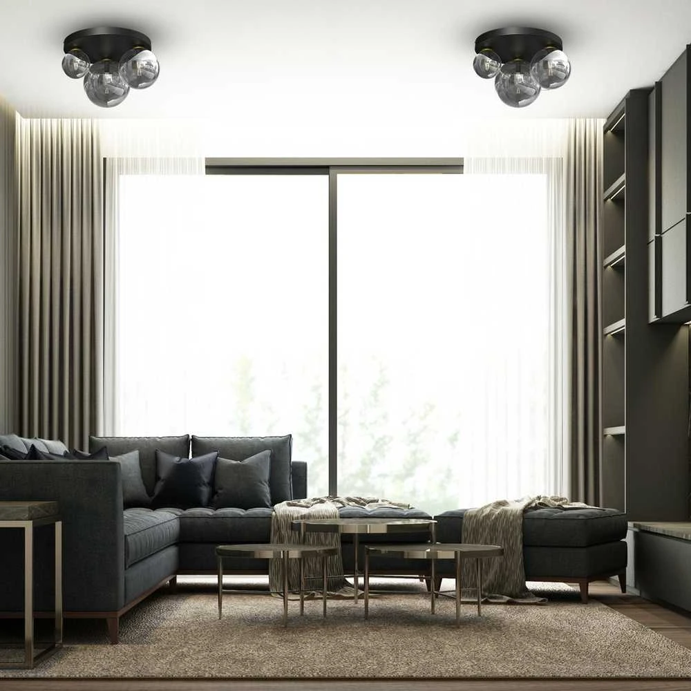 Lubinis šviestuvas Carruzzo CEILING LIGHT BURSA 3XE14/E27 Juodas/GOLD