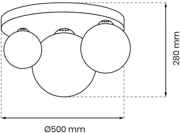 Lubinis šviestuvas Carruzzo CEILING LIGHT BURSA 3XE14/E27 Juodas/GOLD