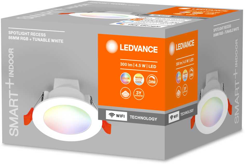 Ledvance 4W LED įleidžiamas šviestuvas, baltas, 2700…6500K, išmanus+WiFi valdymas