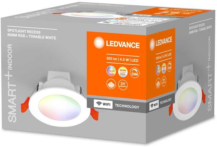Ledvance 4W LED įleidžiamas šviestuvas, baltas, 2700…6500K, išmanus+WiFi valdymas