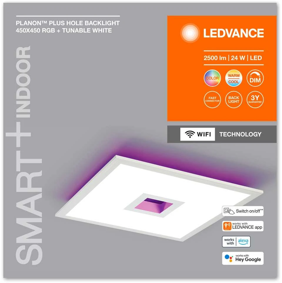 Lubinis šviestuvas Ledvance 24W LED paviršinė panelė SMART+, balta, 2700–6500K, dimeriuojama