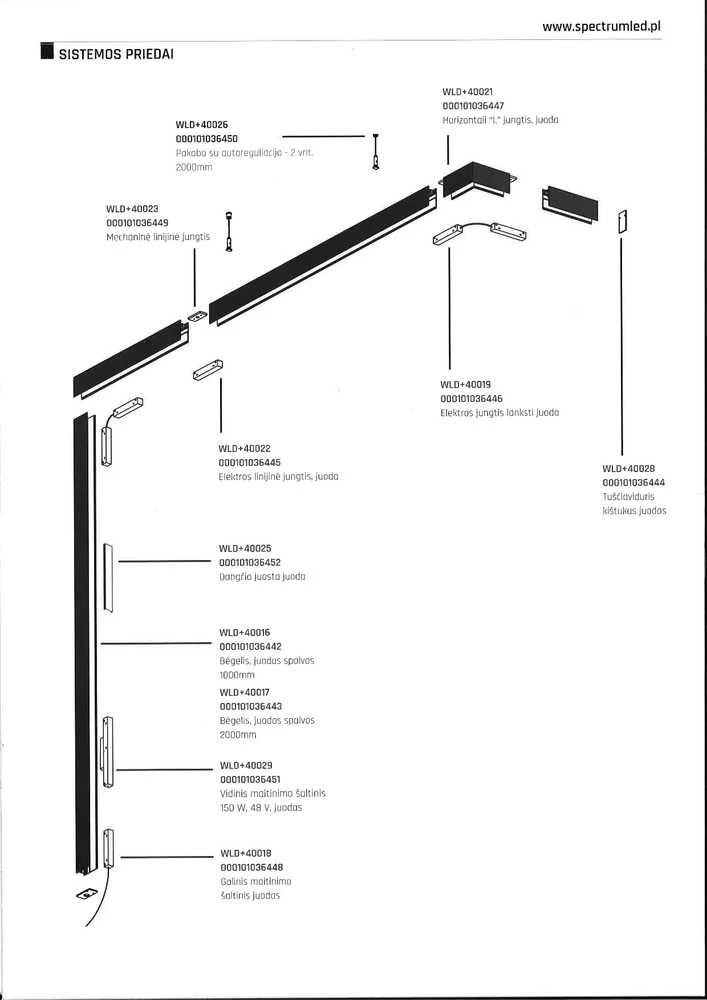 Pakabinamas šviestuvas Šviestuvas lubinis Spectrum SYSTEM SHIFT 48V LINE M, 17 W