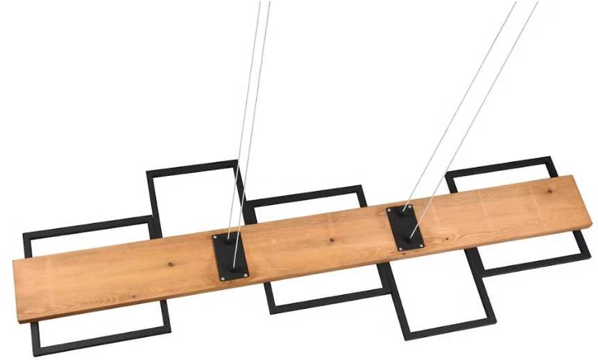 Pakabinamas šviestuvas Pakabinamas LED šviestuvas TRIO Harper, 42W, 3000K, 5700lm, juodos/medžio sp.,115x44x150cm