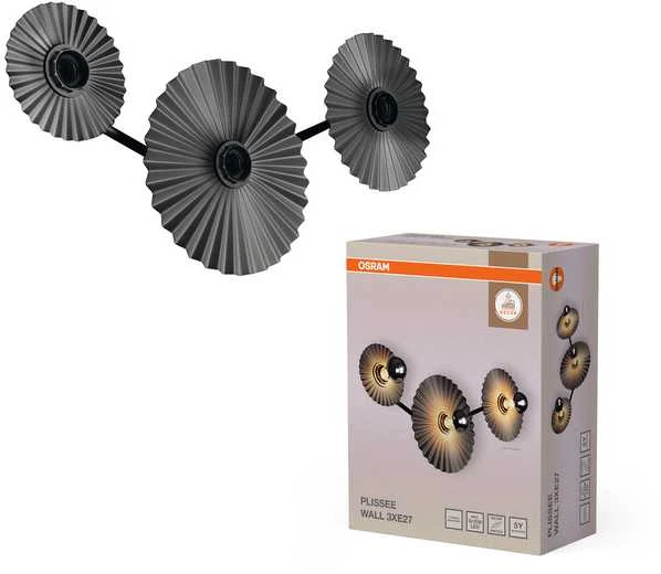 Osram Sieninis šviestuvas PLISSE, 3xE27, tamsiai pilkas