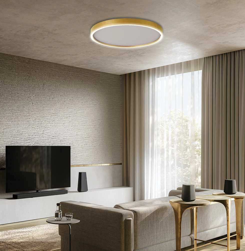 Lubinis šviestuvas Viokef 38W LED paviršinis šviestuvas VANESSA, šlifuoto aukso sp., 3000/4000K, dimeriuojamas, 4292801