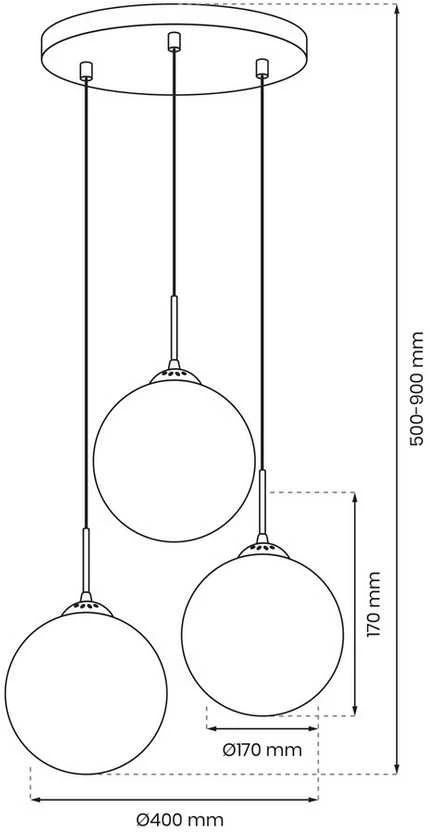 Lubinis šviestuvas Carruzzo PENDANT LIGHT BURSA 3XE14 ROUND BL/GOLD