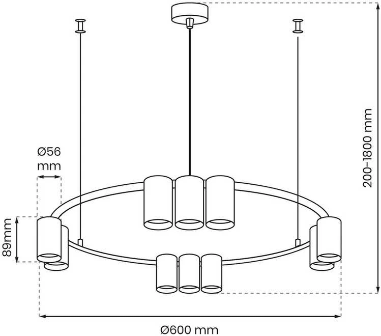 Lubinis šviestuvas Nezatříděno Carruzzo PENDANT LIGHT PORI 10XGU10 ML0373 Juodas