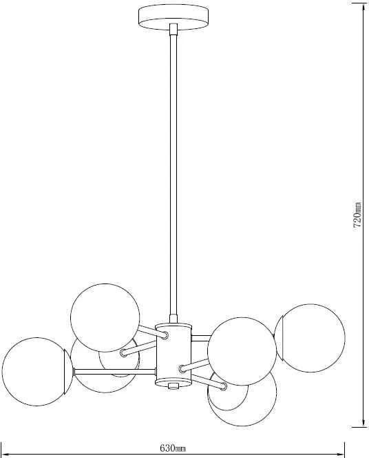 Pakabinamas šviestuvas Carruzzo PENDANT LIGHT RAILE 6XE27 GOLD