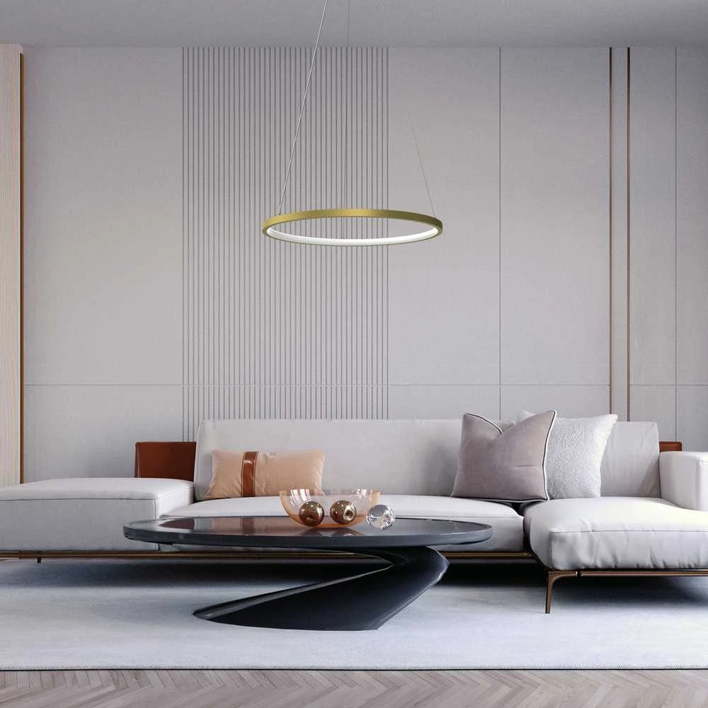 Lubinis šviestuvas Carruzzo pakabinamas LED šviestuvas Ronday, 50 cm, 27 W, auksinis