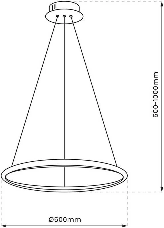 Lubinis šviestuvas Carruzzo pakabinamas LED šviestuvas Ronday, 50 cm, 27 W, auksinis