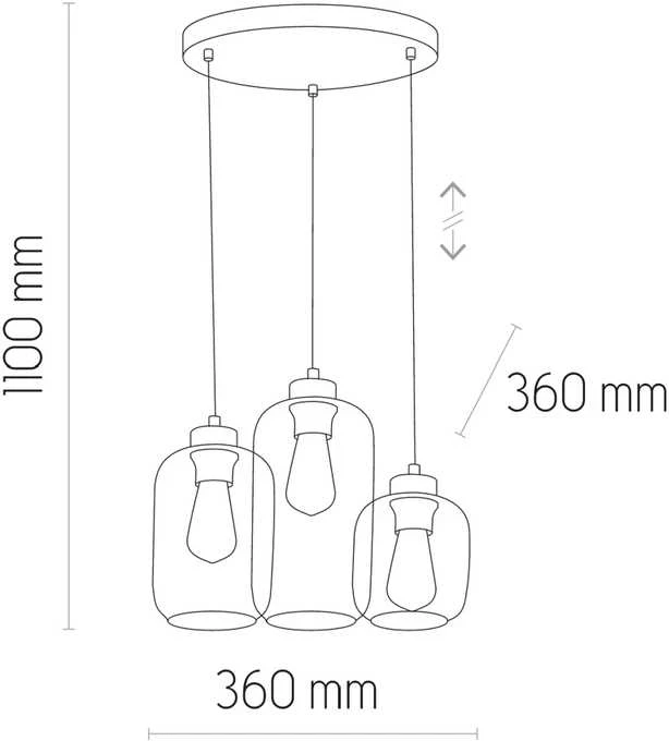 Lubinis šviestuvas Kabamasis šviestuvas TK LIGHTING MARCO 3325, 3 × 60 W, E27