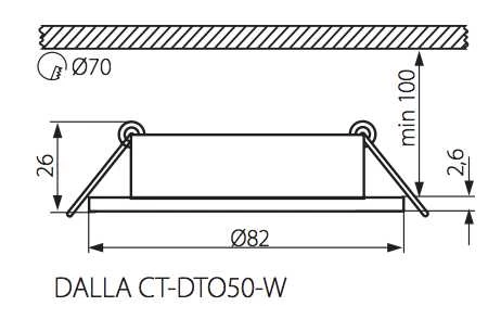 Įmontuojamas šviestuvas Kanlux Dalla CT-DTO50-W, 50W, G5.3
