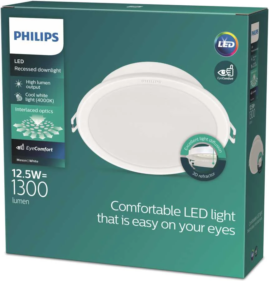 Įmontuojamas šviestuvas Philips Meson, 12.5W, 4000°K, LED