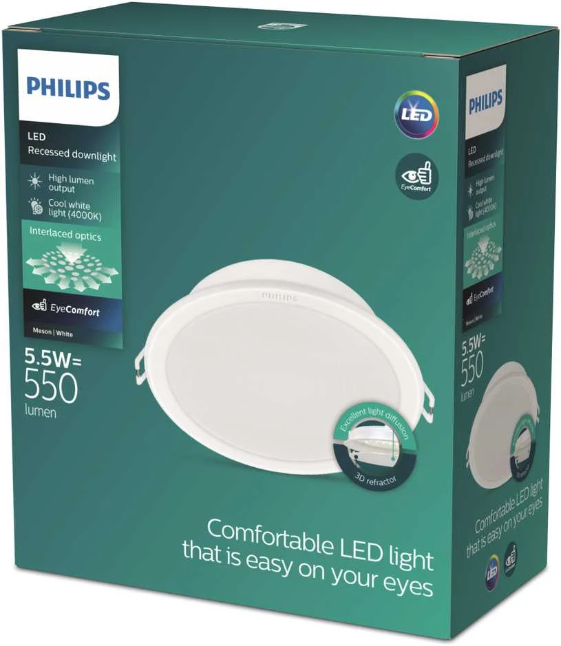 Įmontuojamas šviestuvas Philips Meson, 5.5W, 4000°K, LED
