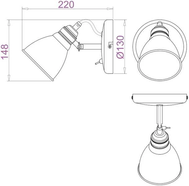 Lubinis šviestuvas Domoletti Šviestuvas nukreipiamasis Sienna R5016001-1R, 40 W, E14