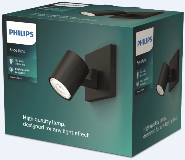 Lampa pārvietojams Philips Runner 929003204701, GU10, 1 x 20 W