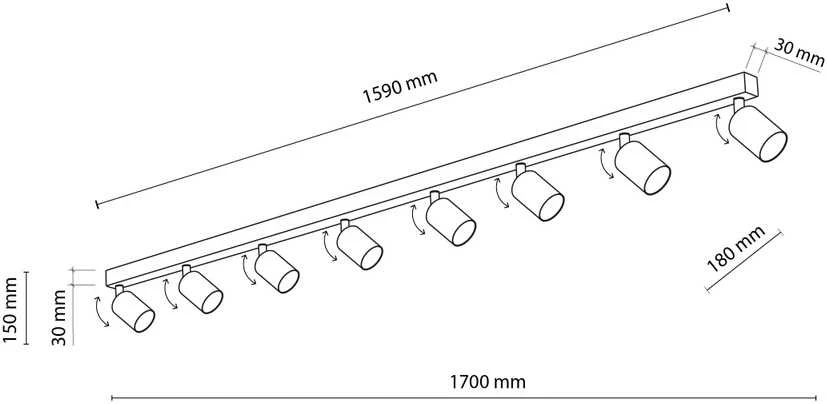 Tk_Lighting nukreipiamas šviestuvas TK Lighting Top 5997. 80 W. GU10