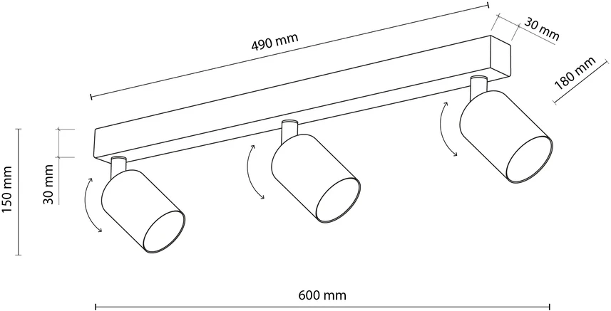 Lampa pārvietojams TK Lighting Top 6176, GU10, 3 x 10 W