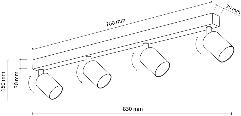 Lubinis šviestuvas Tk_Lighting Šviestuvas nukreipiamasis TK Lighting Top 6177, 40 W, GU10
