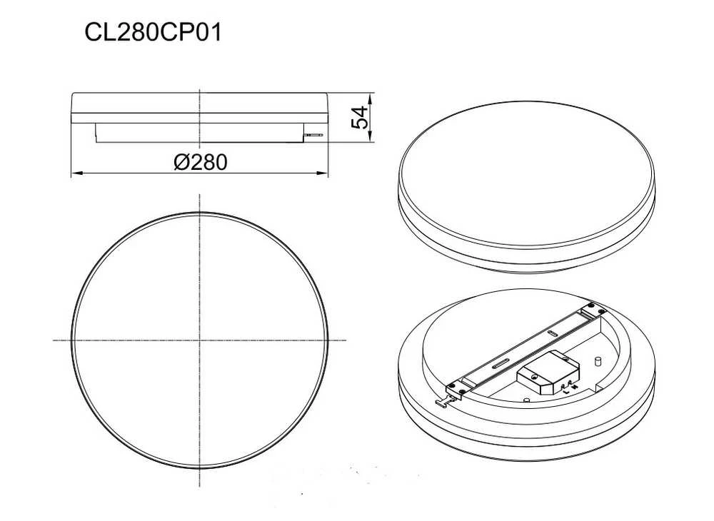 Standartinis lubinis šviestuvas CL280CP01 18W LED IP54