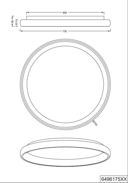 Lubinis šviestuvas Trio Cardona, LED, 2300 - 4000 °K, 1 x 59 W