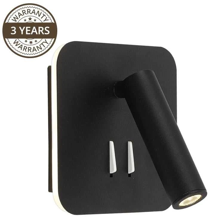 Sieninis šviestuvas Domoletti Tvirtinamasis šviestuvas AREA 19002-BK 3W+6W LED BL